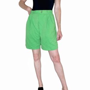 IZOD Lime Green High Rise Minimal Sporty Retro Chino Shorts